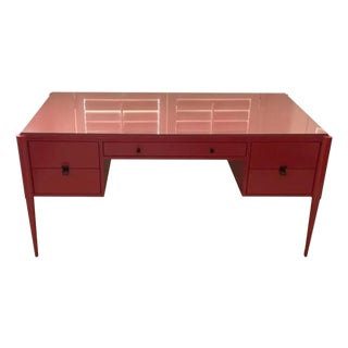 Mid 20th Century Lacquered Salmon Color Writing Desk For Sale