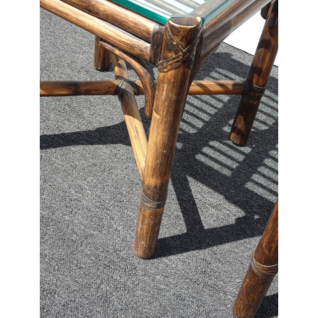 Pair of Vintage McGuire Brown Bamboo Rattan End Tables ~ Side Table For Sale In Los Angeles - Image 6 of 17