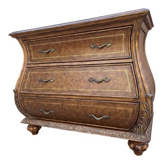 Vintage Gold Stamped Bombay Style Chest of Drawers For Sale