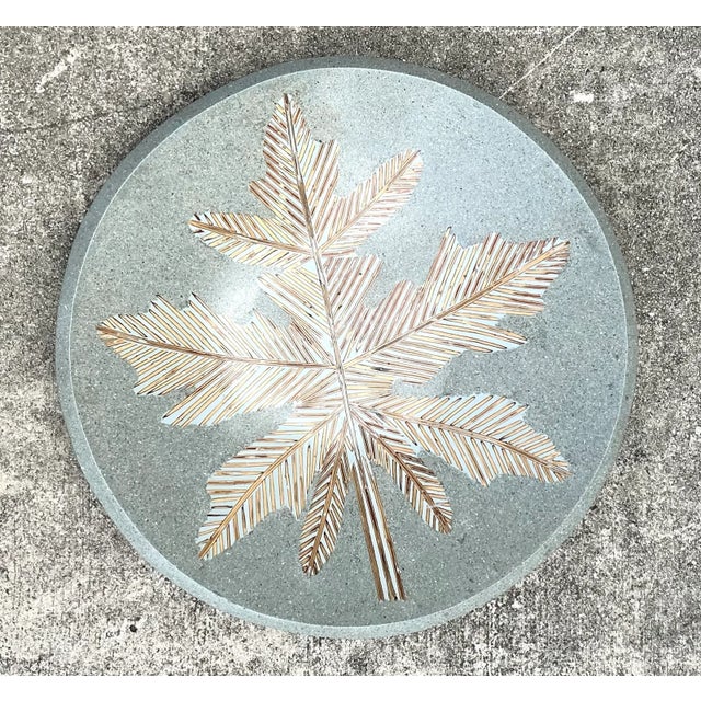 Late 20th Century Vintage Monumental Leaf Motif Decorative Bowl For Sale - Image 5 of 12