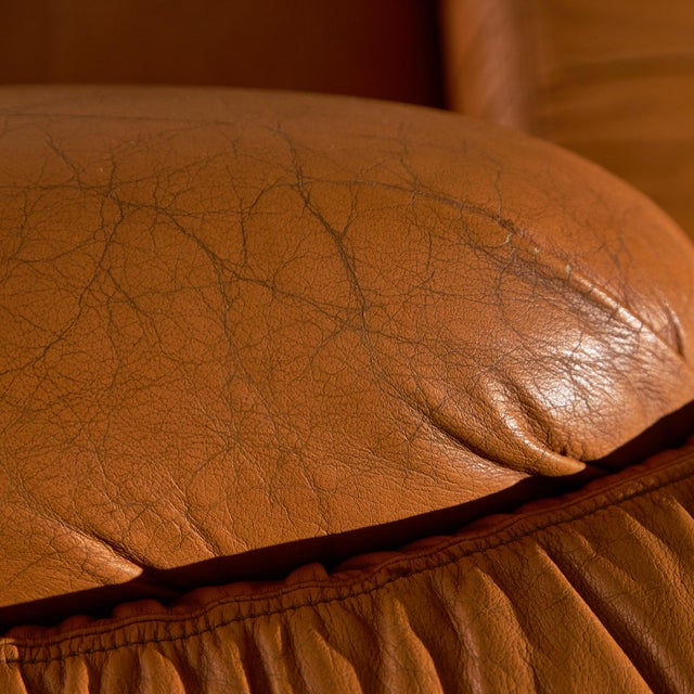 Brown Leather Sofa and Lounge Chairs, 1970s, Set of 3 For Sale - Image 14 of 18