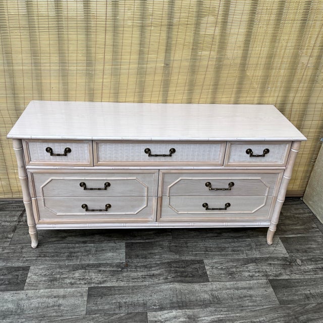 Broyhill Vintage Hollywood Regency Faux Bamboo Dresser by Broyhill. Circa 1970s For Sale - Image 4 of 16
