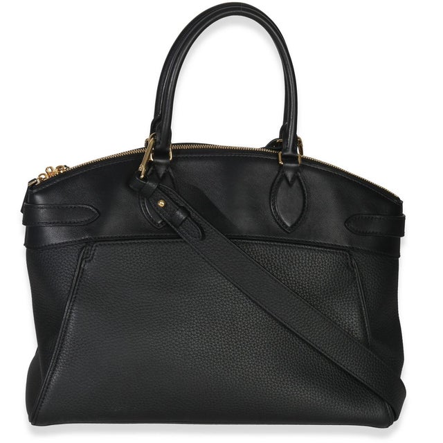 Louis Vuitton Black Grained Calfskin Monogram Vendome MM For Sale - Image 4 of 9