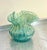 Antique Dugan art glass green/blue small ruffle-top vase. Excellent condition.
