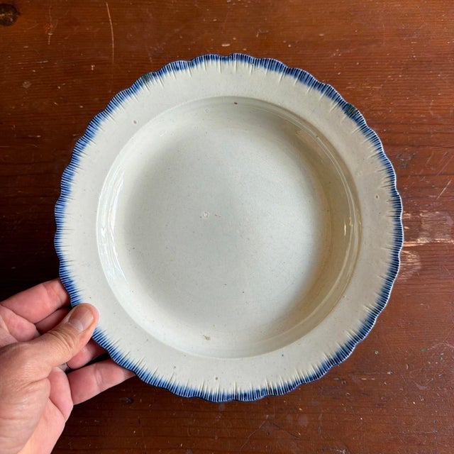 Blue A Very Nice Antique Blue Feather-Edge Pearlware Plate, Circa 1810 For Sale - Image 8 of 12