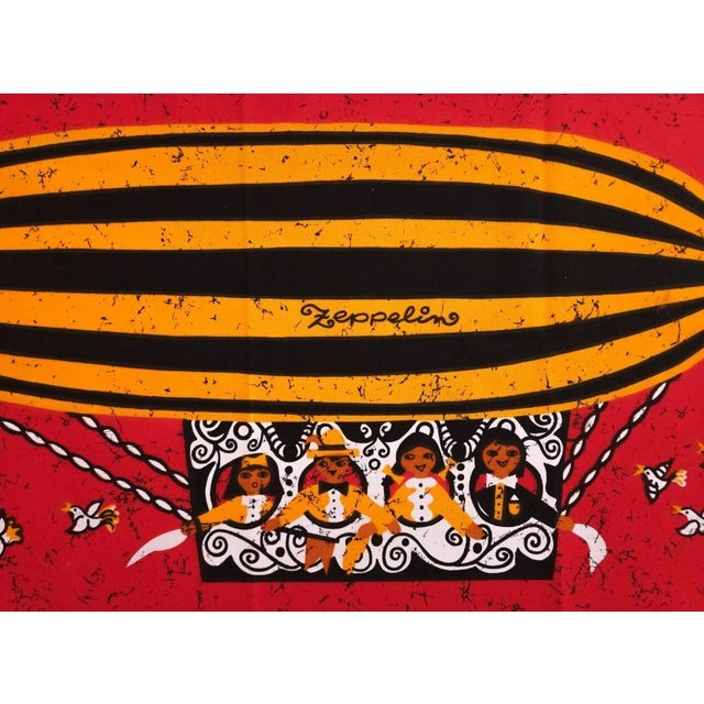 Mid-century screen-printed wall hanging. Signed by the german artist Traute Sänger Unused, very rare find in this...