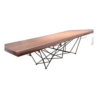 Cattelan Italia Solid Wood Dining Table With Modern Metal Base For Sale