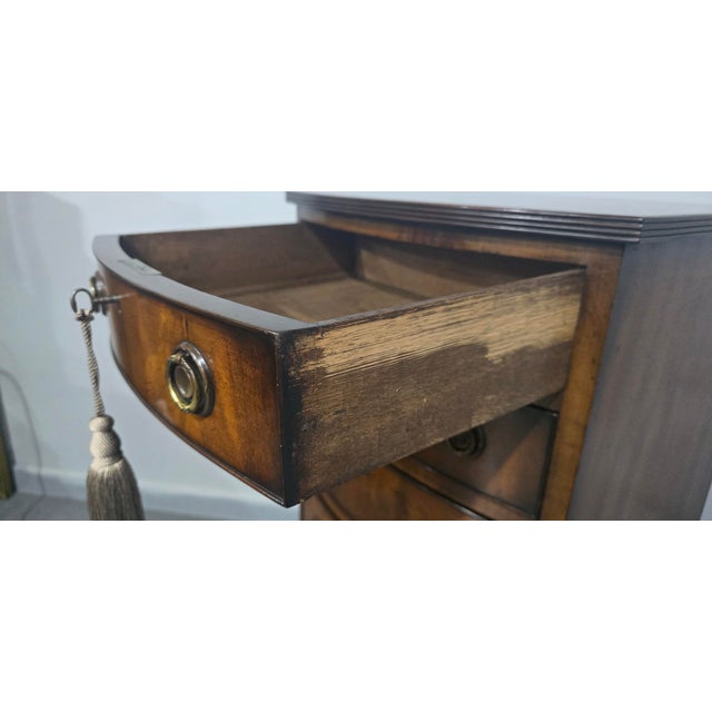 Tall Regency Mahogany Bow Front Chest of Drawers, 1910s For Sale - Image 9 of 15