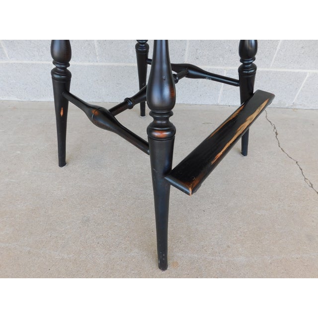 Wood Ashlen Black Distressed Hoop Back Windsor Style Counter Height Chairs - A Pair For Sale - Image 7 of 12
