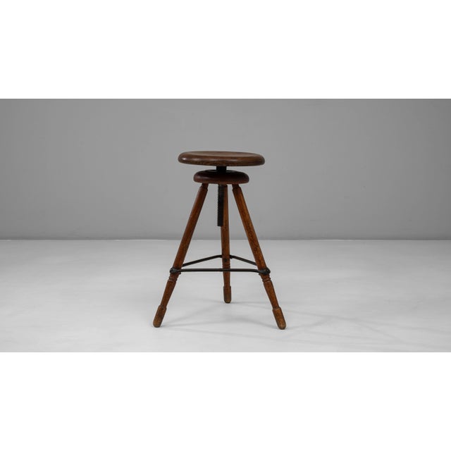1920s French Adjustable Swivel Stool With Tripod Base For Sale - Image 11 of 18