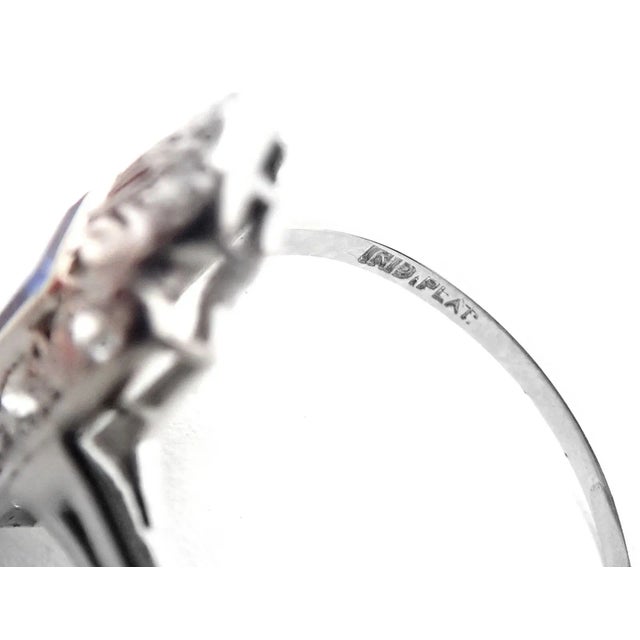 Metal Vintage Tiffany & Co. Irid Platinum Diamond Sapphire Cocktail Ring, size 5 For Sale - Image 7 of 8