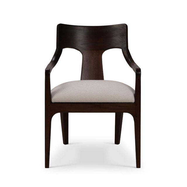 2020s Mid-Century Dining Armchair – Walnut Finish, Cream Seat For Sale - Image 5 of 9