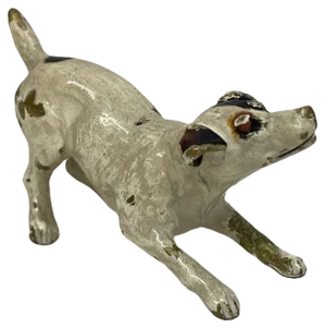 Viennese Bronze Miniature Cold-Painted Dog Figurine, 1890s