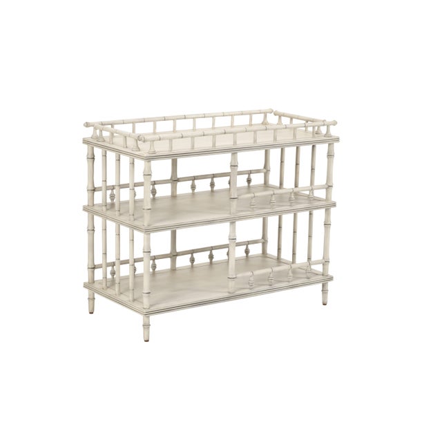 white finished server with gray glaze. bamboo motif.