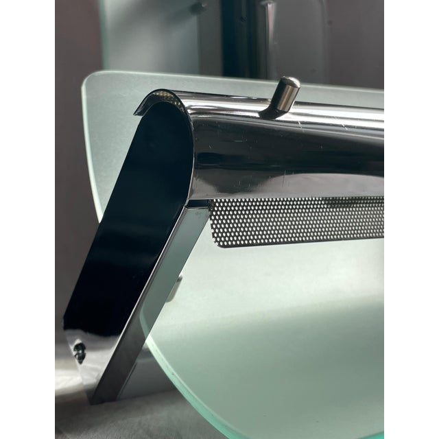 Modern Vintage Wall Lights in Chrome and Sandblasted Glass, 1980s, Set of 2 For Sale - Image 3 of 12