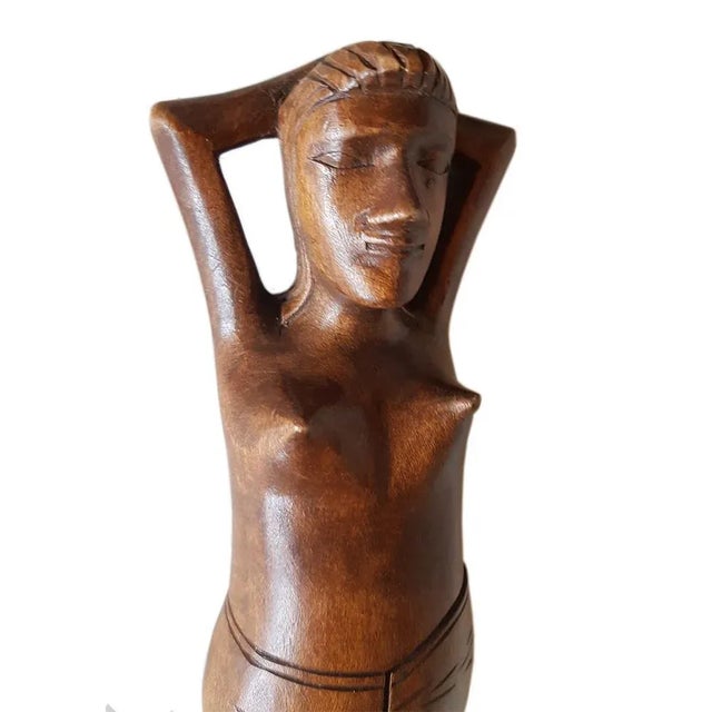Vintage Handcarved Wooden Female Nude Nutcracker For Sale - Image 4 of 7
