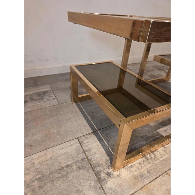 1980s Gold 23 Karat G Side Tables from Belgo Chrome, 1980, Set of 2 For Sale - Image 5 of 8