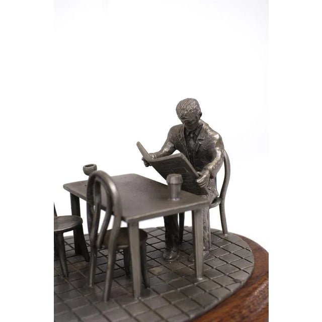 Vintage Pewter Bar Scene by Tin Etain Zinn Pewter, 1970s For Sale - Image 4 of 10