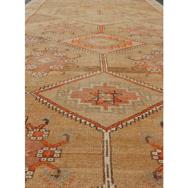 Tribal Vintage Turkish Kars Gallery Runner in Brown Color, Tan, Taupe and Orange 5'9 X 13'4 For Sale - Image 3 of 10