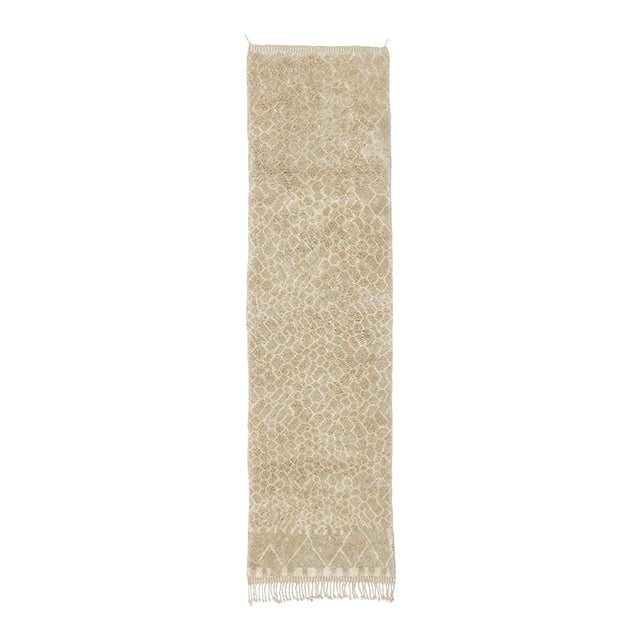 Elegant Hand-Knotted Wool Runner | 12'6" X 3'5" | One of a Kind For Sale