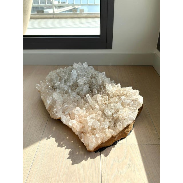 Gold Large Brazilian Quartz Crystal Cluster Specimen For Sale - Image 8 of 10