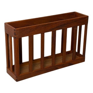 Danish Teak Wall Magazine Rack, 1950s For Sale