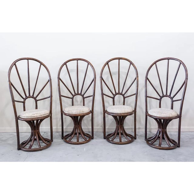 Bamboo Dining Chairs with High Curved Backrest, France, 1960s, Set of 4 For Sale - Image 10 of 10