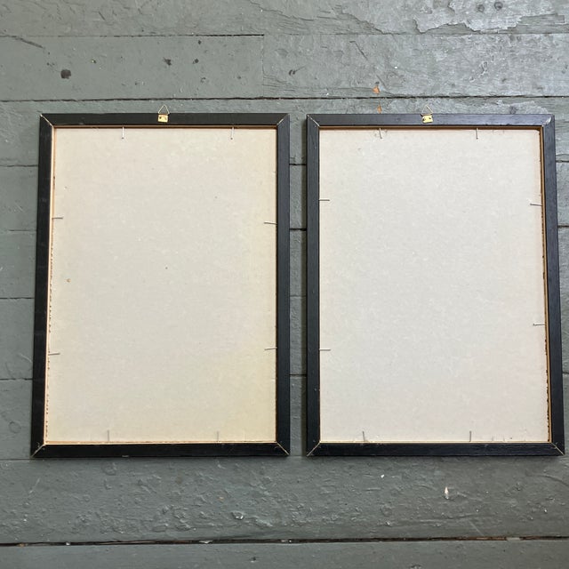 Contemporary 2 Original Wayne Cunningham Abstract Ink Drawings Burled Wood Frames-a Pair For Sale - Image 4 of 4