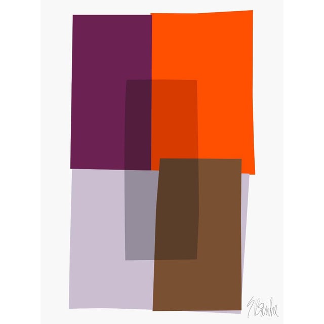 Purple and Orange Collage Fine Art Print 18" X 24" by Liz Roache For Sale