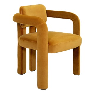 Double Arch Dining Chair in Mustard Cotton Velvet from Insidherland For Sale