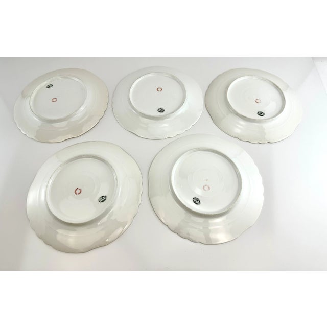 1940s Vintage Jean Pouyat Limoges Dinner Plates- Set of 5 For Sale - Image 11 of 12
