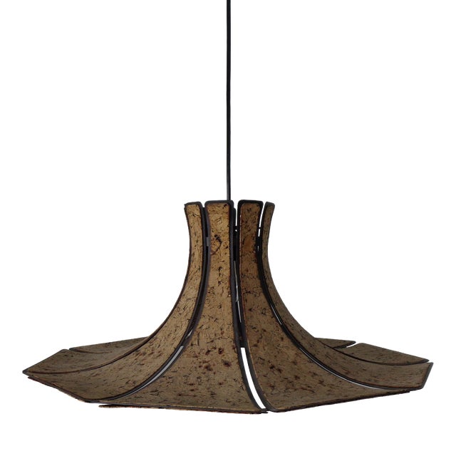 Cork & Metal Semi Pendant Lamp in the style of Ingo Maurer, Germany, 1970s For Sale