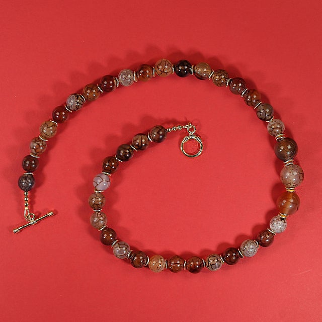 2020s Ajd 19 Inch Spiderweb Jasper Multi Tone Necklace For Sale - Image 5 of 5