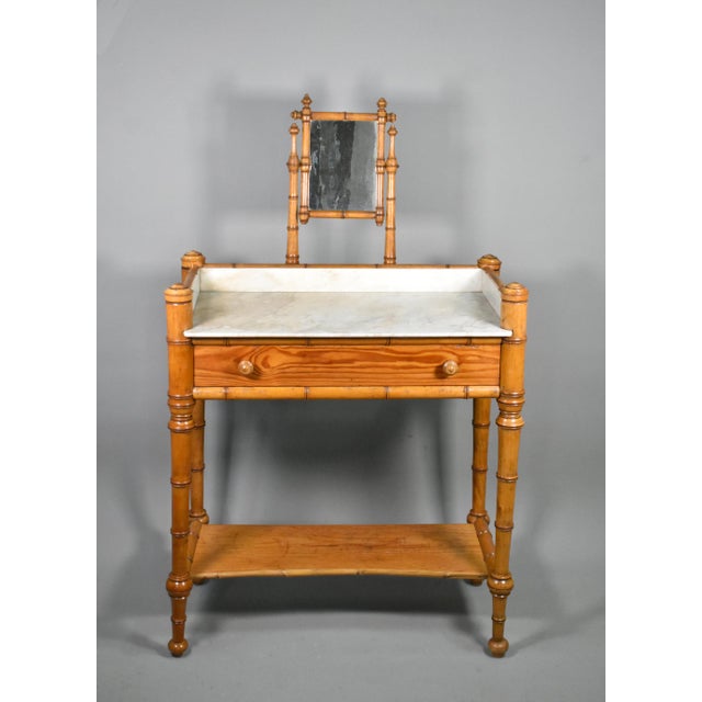 Antique French Napoleon III Style Faux Bamboo Washstand, 1890s For Sale - Image 14 of 14