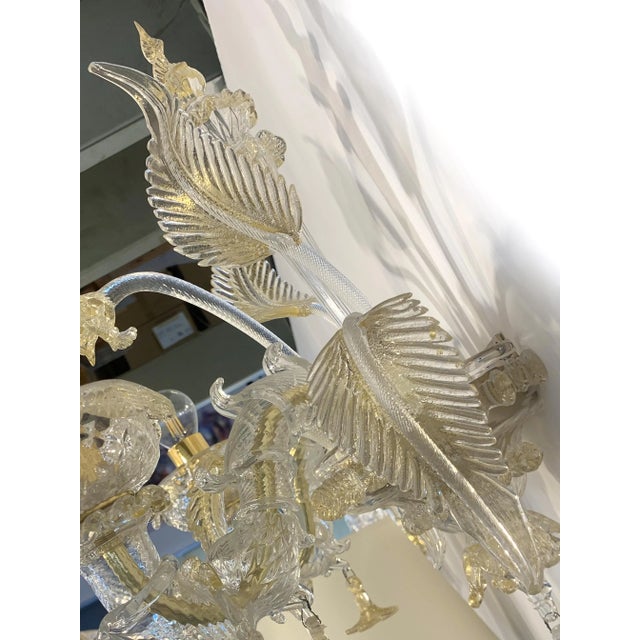 Contemporary Floral Transparent-Gold "Ca' Rezzonico" Murano Glass Wall Sconce For Sale - Image 6 of 10