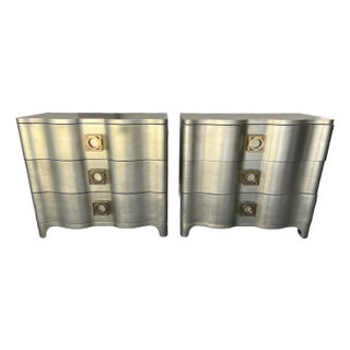 Bernhardt Silver Leaf Bachelors Chests Dressers - a Pair For Sale