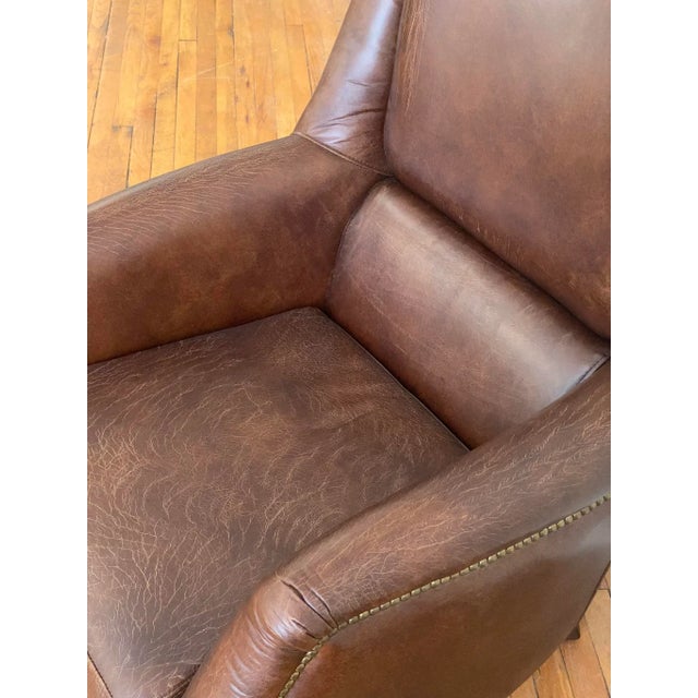 Animal Skin Timothy Oulton Lumbar “Cigar Leather” Chair For Sale - Image 7 of 13