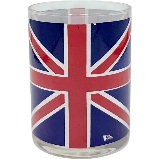 Mid 20th Century Vintage Cera Union Jack Uk Flag Cocktail Glasses- Set of 7 For Sale - Image 5 of 10
