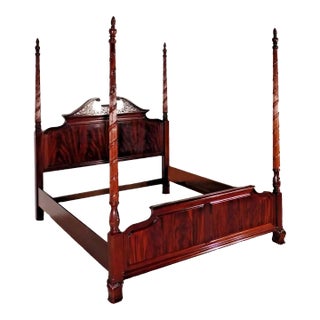 1980s Thomasville Mahogany Collection King Size Bed 18th Century - Canopy Included For Sale