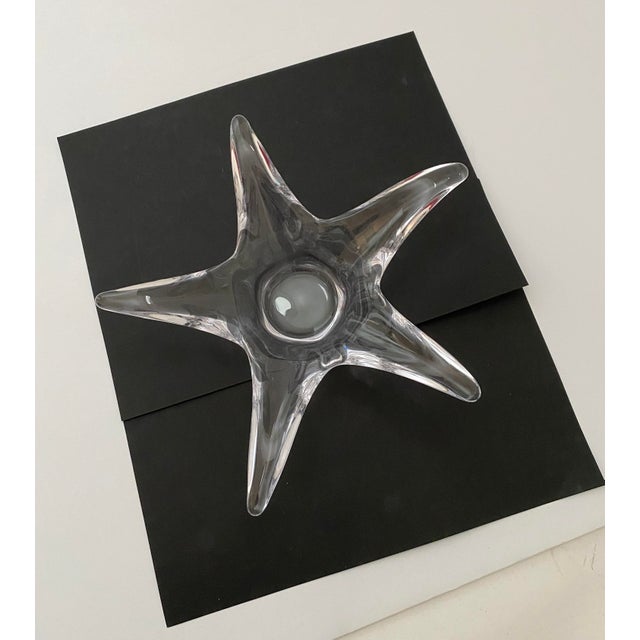 Vintage Cofrac Art Verrier Crystal Bowl Dish Starfish Motif