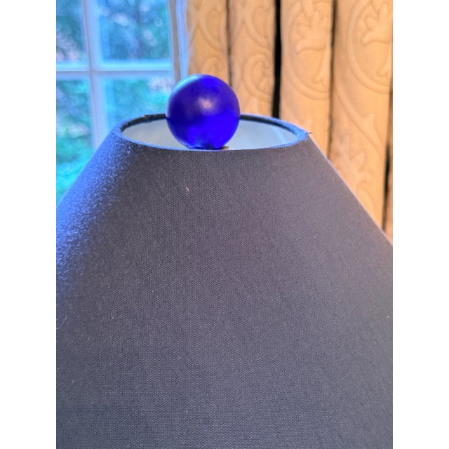Glass Late 20th Century Italian Cobalt Blue Sirena Table Lamps by John Hutton for Donghia - Pair For Sale - Image 7 of 11