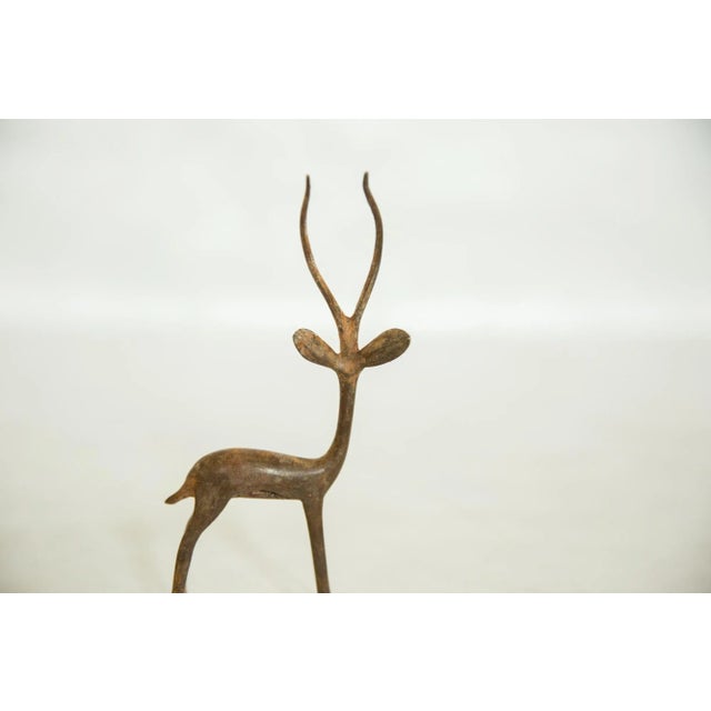 Vintage African Copper Left Facing Alert Gazelle For Sale - Image 4 of 7