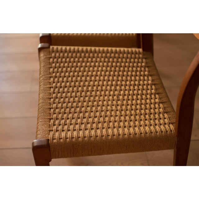 Brown Set of Six Danish Modern Teak and Paper Cord Niels O. Moller Dining Chairs 71 For Sale - Image 8 of 18