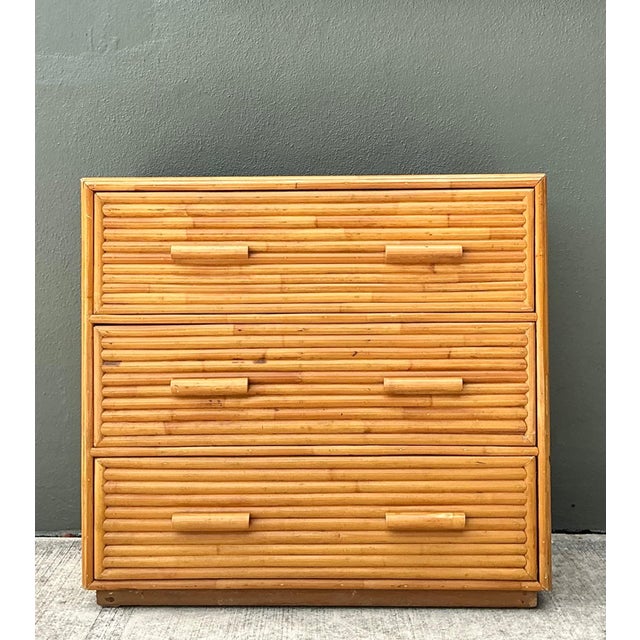 Mid-Century Modern Vintage Bamboo Three-Drawer Chest For Sale - Image 3 of 15