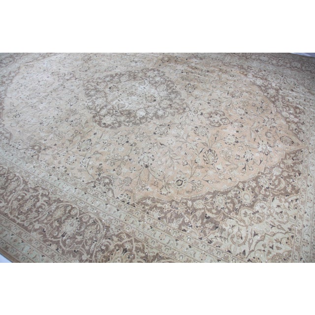 Traditional Oversized Vintage Persian Tabriz Rug - Subtle Pastel Palette & Fine Weave -10' X 13' For Sale - Image 3 of 12