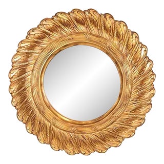 Vintage Large Scale Italian Wooden Sunburst Mirror For Sale