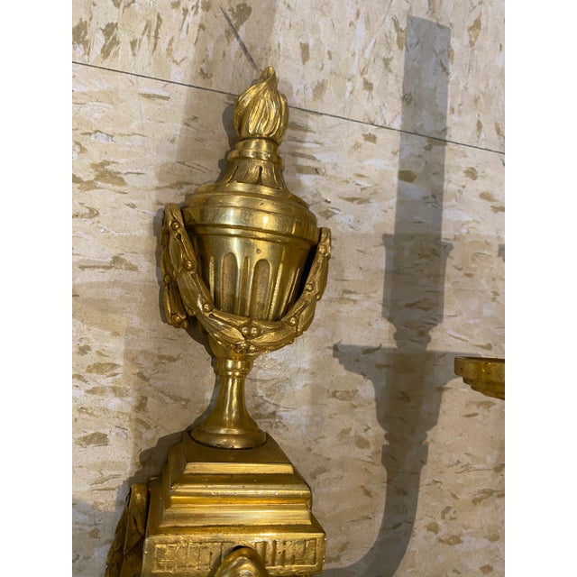Edward F. Caldwell & Co. 1900 Caldwell Gilt Bronze Sconces Neoclassical Style For Sale - Image 4 of 12