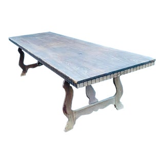 Monumental French Provincial Bleach Walnut Farmhouse Dining Table For Sale