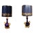 Vintage Italian Cobalt Blue Porcelain Gilt Brass Table Lamps - Pair For Sale