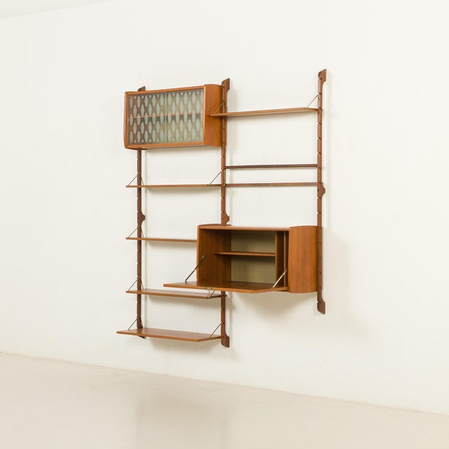 Wood Ergo Wall Unit with Hidden Desk, Norway, 1960s For Sale - Image 7 of 16